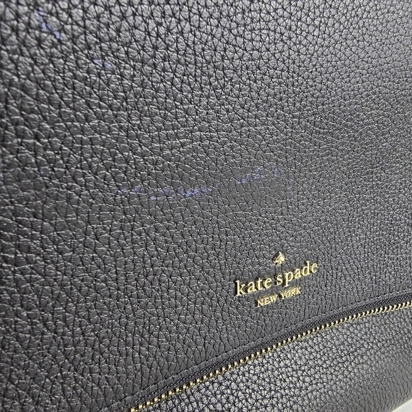 Kate Spade Leila Black Pebbled Leather Flap Shoulder Bag Extra Crossbody Strap - Picture 2 of 16